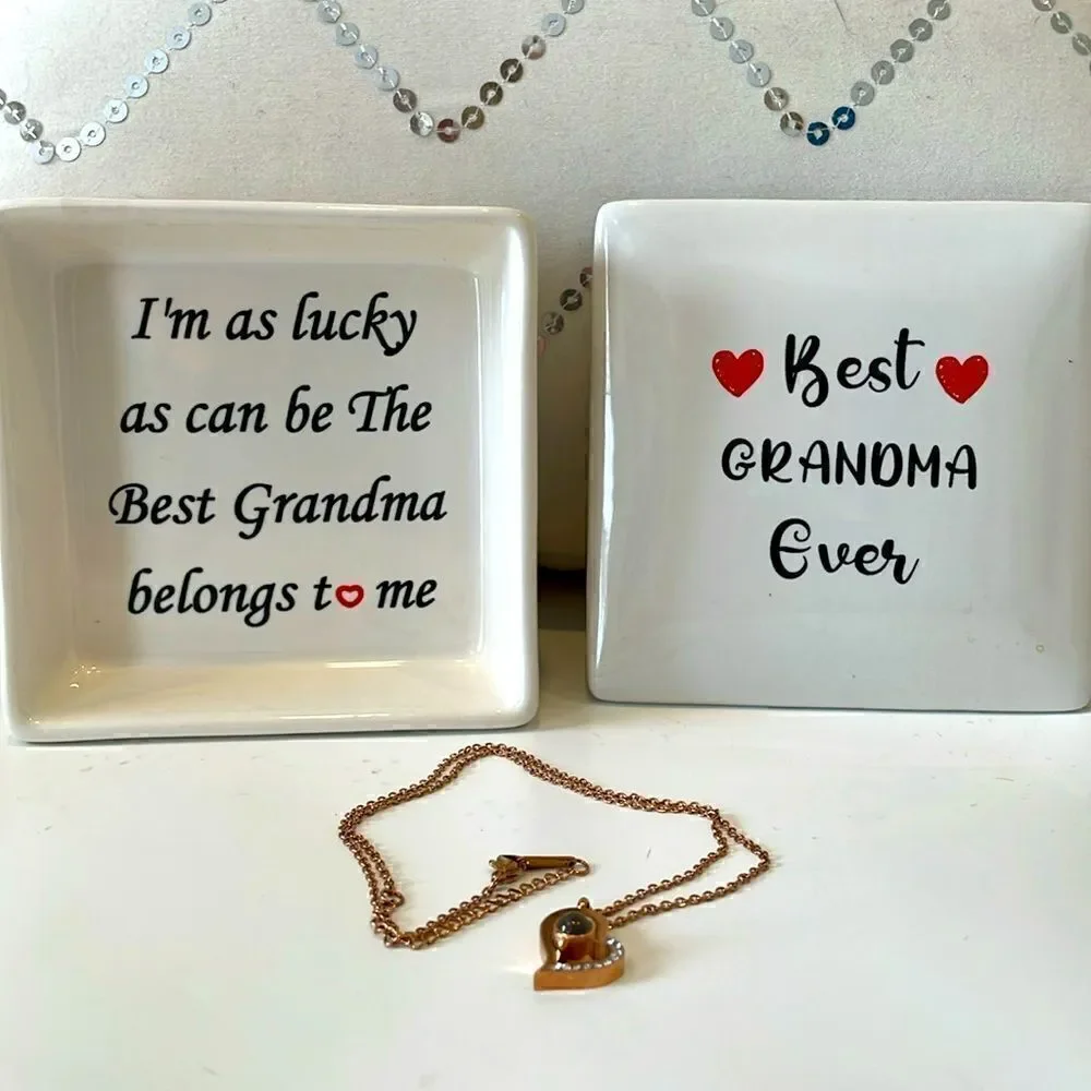 Best Grandma Ever Keepsake Jewerly Box with heart shape necklace